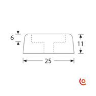 Pied caoutchouc 25x10 mm 4900 dessin technique