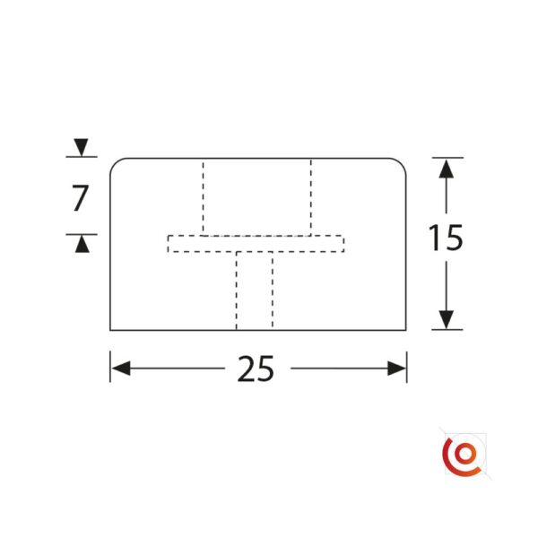 Pied caoutchouc 25x15 mm 4904 dessin technique