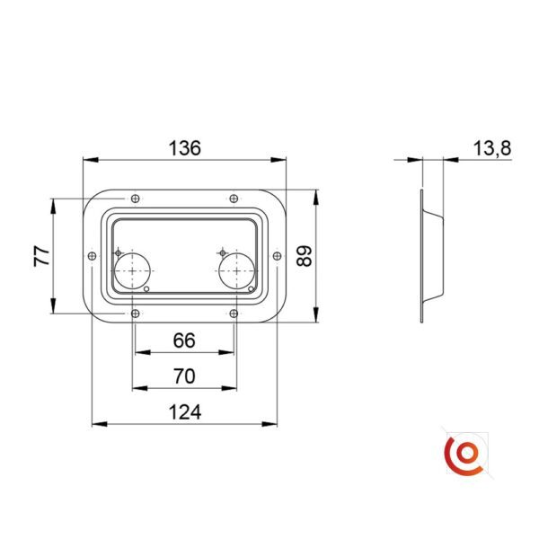 Cuvette métallique noir pour connecteurs XLR 8708BLK dessin technique