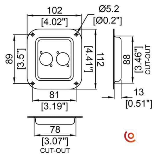 cuvette pour 1 connecteur speakon neutrik d0949k fiche technique