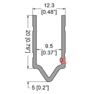 plan technique profilé mâle 9.5 mm eg-0500s/1