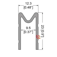 plan technique profilé femelle 9.5 mm eg-0500s/2