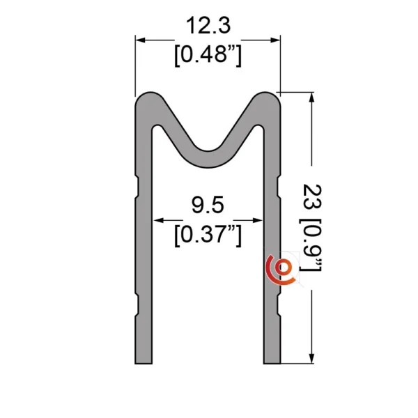 plan technique profilé femelle 9.5 mm eg-0500s/2