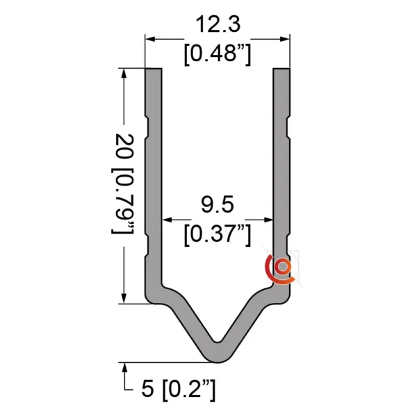 plan technique profilé mâle 9.5 mm eg-0500s/1