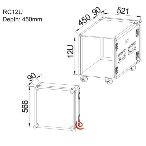 Flight case rack 12 pouces