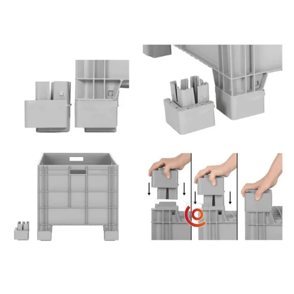 Grande caisse plastique 140L 800x600x390 GV-806047-044I-7 pieds de 117 mm