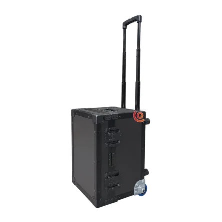 Flight case trolley noir , roues bleues, poignée télescopique Conex online
