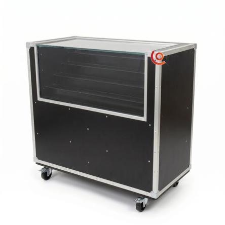 flight case vitrine et coulissable