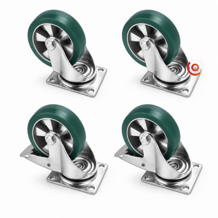 Lot de 4 roulettes pivotantes heavy duty (dont 2 à frein) 160mm